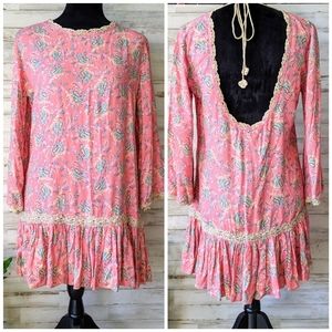 NWT Z&L Boutique Bohemian Coral Floral Tunic.Sz S
